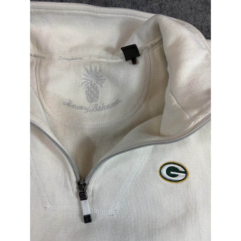 Green Bay Packers NFL Half Zip Pullover Sweatshirt Mens XL White Tommy Bahama - Picture 3 of 10